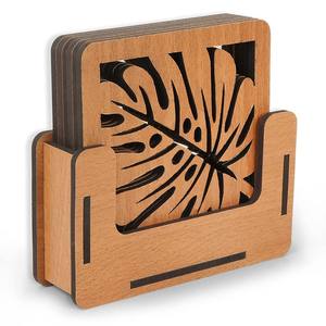 Wood Wedding Coaster <b>Square</b> Acacia Wood Coasters Factory Supply Acacia Coasters With Holder Drink Tea Custom - Product Image 4