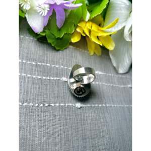 Navajo Handmade <b>Adjustable</b> Sterling Silver <b>Ring</b> Charoite Gemstone for Boho Everyday Wear Featuring Natural Turquoise Stone Cut - Product Image 4