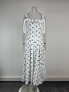Novedades de Verano, Vestido Plisado de Cintura Alta con Cuello Cuadrado y Estampado de Puntos al Estilo Francés para Mujer, Elegante y Discreto con Cierre de Cremallera - Product Image 2