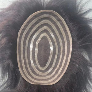 Peluca de Encaje PU para Hombre, Prótesis Capilar de Cabello Remy Indio con Ondas Naturales y Estilos Lacio Rizado, Peso 40-80g - Product Image 1