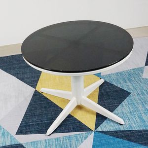 SFBT012- Modern Style <b>White</b> Painted 4-Seater Round Pedestal Sofa <b>Table</b> with Black Tempered Glass Top - Product Image 1