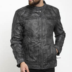 Veste d'hiver en cuir de couleur unie Offre Spéciale de service OEM avec col montant veste en cuir de marque privée - Product Image 1