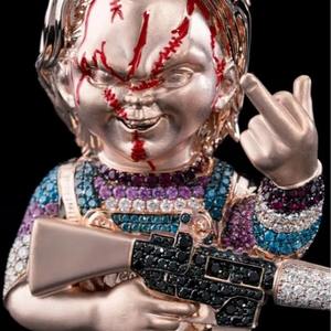 Colgante de Muñeca de Terror con Diamante Moissanite Multicolor, Elaborado en Plata 925, Joyería de Lujo Estilo Hip Hop - Product Image 4