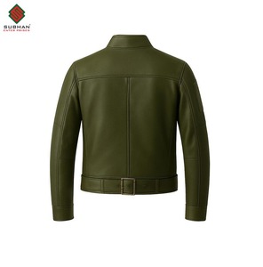 Chaqueta Bomber de Cuero Sintético Marrón para Hombre, Corte Entallado, Estilo Casual de Invierno, Diseño Sólido, Cierre de Cremallera, Cuello Alto, Servicio OEM - Product Image 6