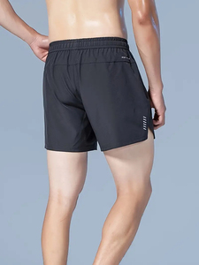 Pantalones cortos deportivos de algodón para hombre con logotipo personalizado al por mayor, pantalones cortos informales negros lisos de alta calidad con tejido de malla y técnicas estampadas - Product Image 3