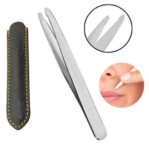 Pinzas de cejas de acero inoxidable, venta al por mayor, OEM/ODM, etiqueta privada personalizada, para cosmética - Product Image 4