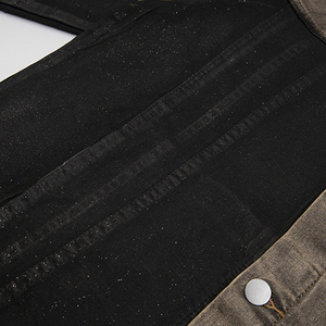 Veste en jean patchwork vintage tendance pour homme Manteau chemise à col rabattu et double boutonnage pour l'hiver Service OEM - Product Image 4