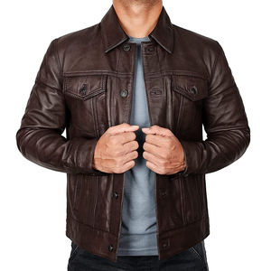 Factory Direct Supply Men's 2024 <b>Winter</b> <b>Leather</b> <b>Jackets</b> Canvas Eco-Friendly Waterproof OEM Service Wholesale - Product Image 5