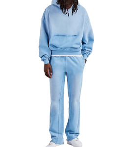 Survêtements délavés à l'acide de la meilleure qualité Survêtements évasés à imprimé bouffant Survêtements hip hop stylés délavés vintage pour hommes - Product Image 3