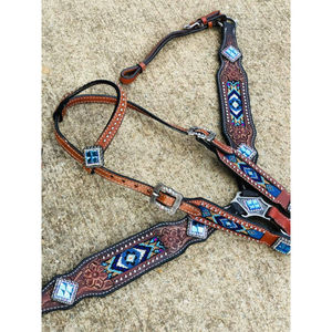 Ensemble de collier de poitrine de serre-tête de cheval occidental de haute qualité en cuir de vache pour l'équitation cheval Tack par les exportateurs indiens - Product Image 5