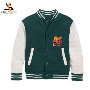 Custom Winter Polyester Fleece <b>Lined</b> Windproof Breathable Sleeves Stand Canvas Embroidered Letterman Varsity Style Jacket - Product Image 1