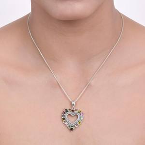 Tourmaline Coeur Pendentif Collier 925 En Argent Sterling Amour Charme Élégant Bijoux Cadeau Pour Ses Femmes Bijoux - Product Image 4