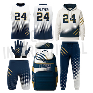 Conjunto de camiseta de fútbol americano, uniforme de equipo personalizado 7on7 con pantalones cortos, guantes y mochila, chándal Atlético transpirable para hombre - Product Image 1