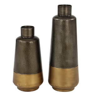 ชุดแจกันดอกไม้เหล็กทุบทำด้วยมือทองเหลืองชุบทอง2ชิ้นพร้อมการออกแบบที่ทันสมัยเหมาะสำหรับการตกแต่งภายในและภายนอกอาคาร - Product Image 1