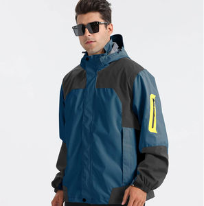 Men Hooded <b>Canvas</b> Rain Jacket Waterproof Breathable Comfort Streetwear Letter Pattern All Weather for <b>Long</b> Walks - Product Image 2