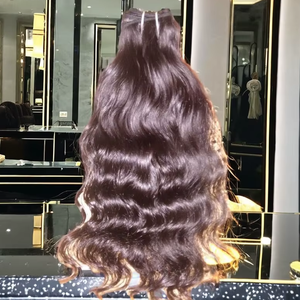 Cheveux humains indiens Remy de qualité supérieure à 100%, tissage non traité, cuticules alignées, double trame machine, qualité supérieure, imperméable - Product Image 1