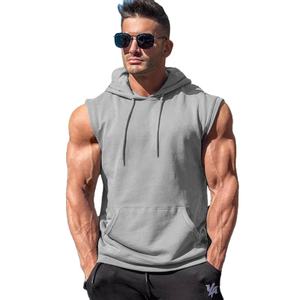 Casual Streetwear Summer Sleeveless Gym Hoodie Workout Bodybuilding Muscle Fit Wholesale Custom Colors Sleeveless Hoodie For Men - Product Image 3