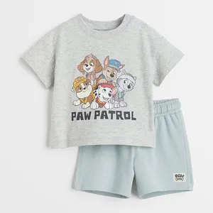 ベビーカモフラージュセット韓国ストレッチツーピース夏の子供服新しい男の子のTシャツとショーツ子供服