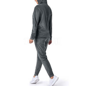 Ensemble de survêtement décontracté pour femme en deux pièces, personnalisé, hiver, uni, avec col montant, 100% coton, vêtements de sport pour la salle de sport - Product Image 2