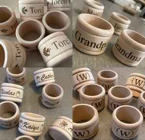 Rond de serviette en bois naturel de style Boho pour événements - Product Image 4