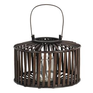 Lanternes à bougies en bois marron avec support avec poignée avec cadre en bois et fosse en verre - Product Image 6