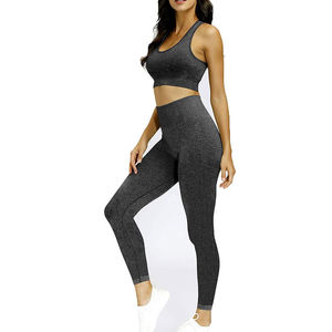 Femmes de haute qualité rose couleur unie réversible Gym Fitness soutien-gorge Leggings ensemble Logo personnalisé grande taille en gros dames équipement de Yoga - Product Image 3