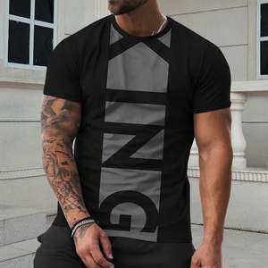 T-shirt imprimé personnalisé 100% coton pour hommes T-shirt décontracté avec logo pour la fête et le sport avec motif uni T-shirt à logo uni pour hommes - Product Image 2