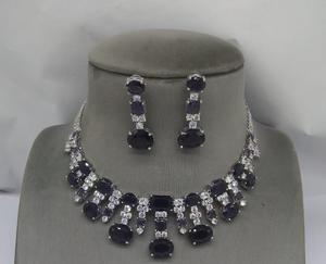 Attractive Best Quality Silver Finish Zircon <b>Necklace</b> <b>Set</b> With <b>Earrings</b> For Wedding Party Wear Collection For Women - Product Image 3