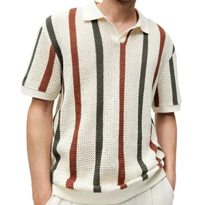Schlussverkauf Sommer Herren atmungsaktiv Strick texturisiert Kurzarm Golf Polo-Shirts Strickwaren