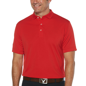 Polo Rojo de Manga Corta para Hombre, Tejido de Algodón Transpirable, Diseño Casual de Color Sólido con Botones, Corte Regular - Product Image 1