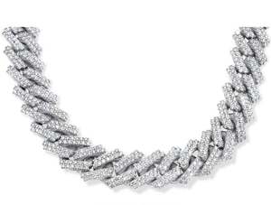 10k Solid White <b>Gold</b> Diamond Cuban Chain 925 Sterling Silver Tennis Chain Diamond <b>Tester</b>-Passed Moissanite Pearl Necklaces - Product Image 2