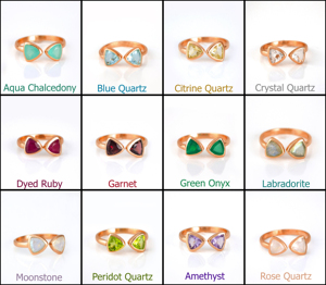 Green Onyx Trillion Shape <b>Adjustable</b> <b>Ring</b> Gold Vermeil <b>Sterling</b> <b>Silver</b> Bezel Set for Weddings - Product Image 5