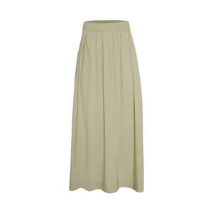 Khaki <b>Parachute</b> Fabric Straight <b>Skirt</b> with Elastic Waist and Pleat Details - Product Image 1
