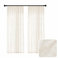 Tissu de rideau transparent moderne à motif floral style campagnard américain, en polyester ajouré semi-occultant et filtrant la lumière, pour salon et bureau