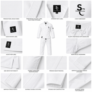 Kimono de BJJ Shansa Don Blanco, 100% Algodón Elástico, Antibacteriano, Transpirable, Uniforme de Artes Marciales Unisex para Adultos, Corte Regular - Product Image 5