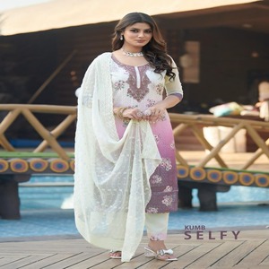 Ropa de fiesta de diseñador de calidad superior Exclusivo Último Georgette con trabajo manual y pantalón Kurti con estampado digital y Dupatta - Product Image 1