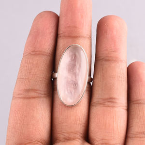ขนาดใหญ่ 925 เงินสเตอร์ลิงธรรมชาติ Rose ควอตซ์เครื่องประดับแหวนพลอย - Product Image 4