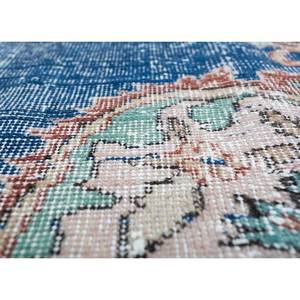 Tapis en laine bleue vintage fait main Pae-1497, à poils longs, rectangulaire, motifs abstraits, pour la maison, le salon ou le couloir, pour adolescents - Product Image 3