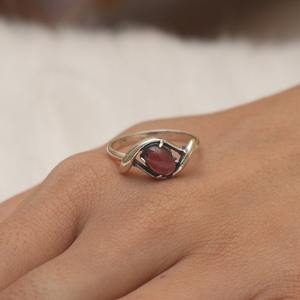 925 Sterling <b>Silver</b> <b>Boho</b> Style <b>Ring</b> Garnet Gemstone Handmade Jewelry for Women Rhodium Plated Wedding Gift for Wife for Parties - Product Image 4