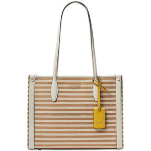 Borsa Tote Media Kate Spade New York in Pergamena con Chiusura Aperta, Tessuto a Righe e Fodera in Poliestere - Product Image 1