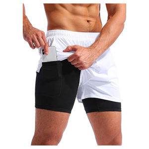 Short de fitness double couche pour homme Short de sport 2 en 1 pour le fitness et l'entraînement, séchage rapide, jogging, été - Product Image 3