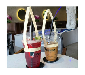 Portavasos de bambú innovador para vendedores de café y té con asa de transporte reutilizable - Product Image 1