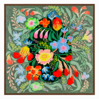 Peinture murale florale en porcelaine cristalline colorée, style botanique vintage, relief 3D carré, pour décoration de salon et de maison