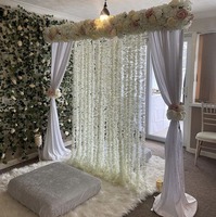 Nikah Pardah cloison tentures florales avec ficelle de jasmin pour mariage islamique mariée et marié Nikah, rideau de scène de toile de fond