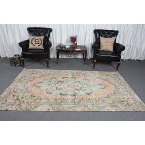 Alfombra Turca, Alfombra Vintage de 4.8x8.3 pies, Alfombra Marrón con Puntos Naranja - Product Image 2