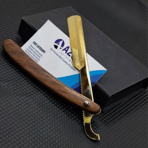 Rasoir droit turc en acier durable avec manche en bois, logo personnalisé, pour salon de coiffure - Product Image 2