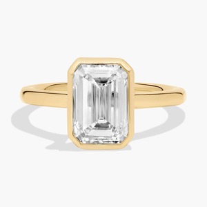 Bague en diamant de laboratoire taille émeraude sertie clos, 3,00 carats, F-G VS1-VS2, en or massif 14 carats, pour occasions spéciales et soirées - Product Image 1