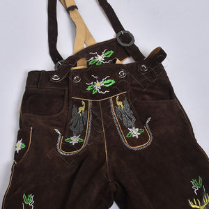 กางเกงหนังบาวาเรียนสำหรับผู้หญิงหนังกลับสีน้ำตาลโลโก้ตามสั่งใหม่ราคาถูก - Product Image 3