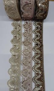 Authentic Hand Embroidered Polyester Metallic Lace Trim Beads Eco-Friendly Business Style Floral Pattern Customized Color - Product Image 5