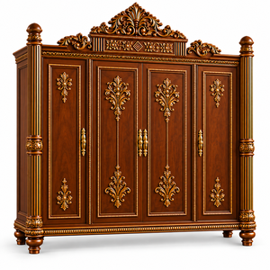 Ensemble de chambre à coucher Royal Regency en teck massif fait main, taille King, avec tête de lit capitonnée sculptée à la main et tables de chevet assorties, pour villas aux États-Unis - Product Image 6